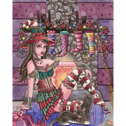 Christmas Girl - 11CT Stamped Cross Stitch 40*50CM