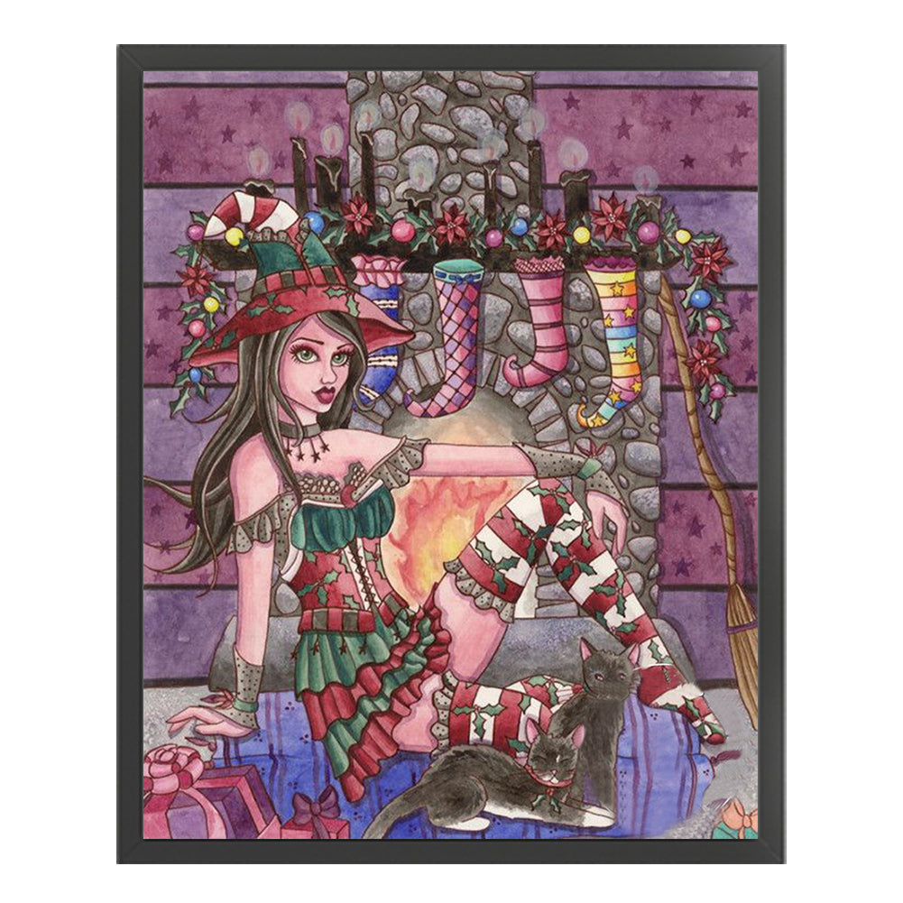 Christmas Girl - 11CT Stamped Cross Stitch 40*50CM