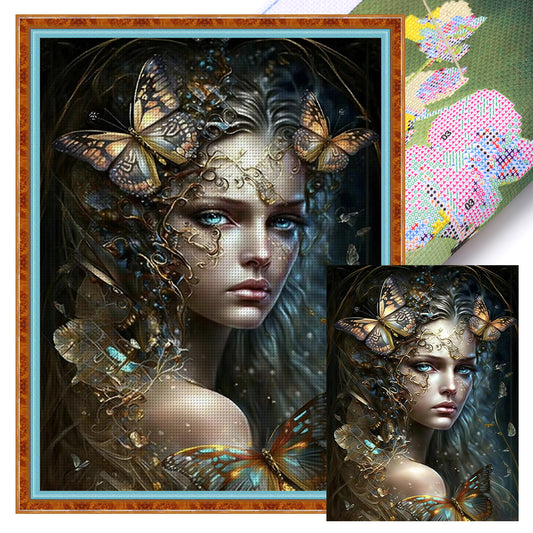 Butterfly Girl - 11CT Stamped Cross Stitch 40*55CM