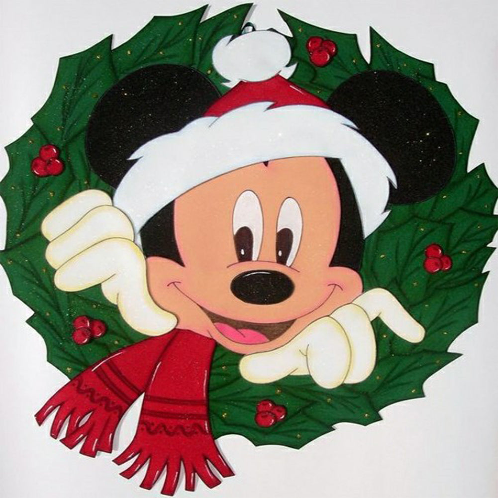 Mickey Christmas Wreath - Full Round Drill Diamond Painting 30*30CM