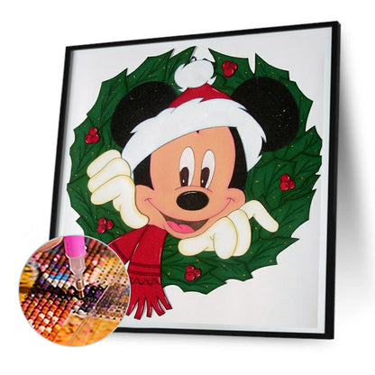 Mickey Christmas Wreath - Full Round Drill Diamond Painting 30*30CM