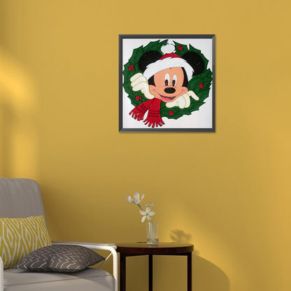 Mickey Christmas Wreath - Full Round Drill Diamond Painting 30*30CM