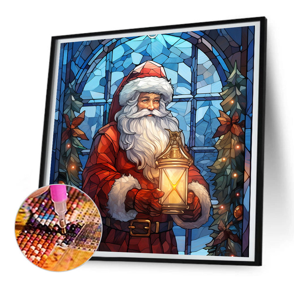 Christmas Atmosphere Glass Painting - Full Round Drill Diamond Painting 30*30CM