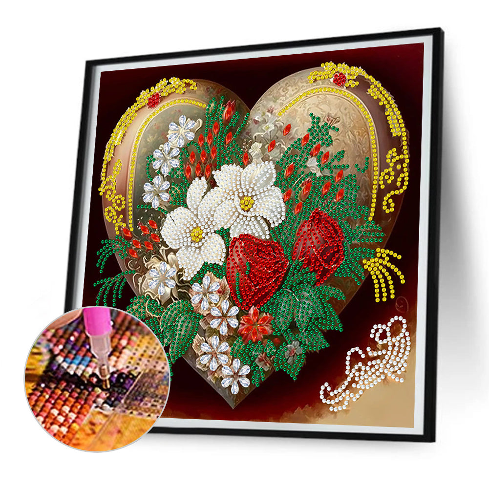 Love Flower Frame -  Special Shaped Drill Diamond Painting 30*30CM