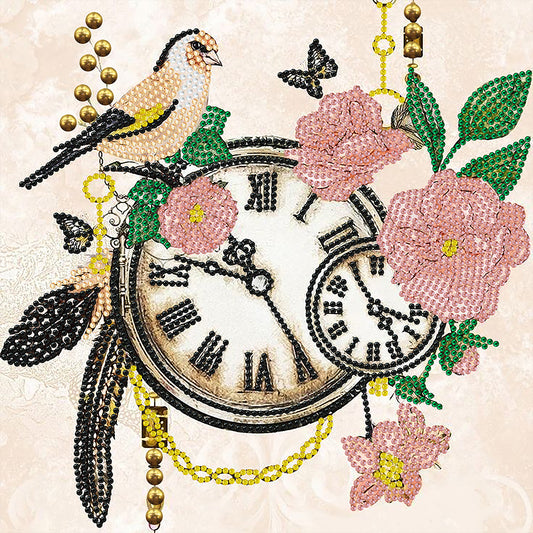 Flower And Bird Clock - Special Shaped Drill Diamond Painting 30*30CM