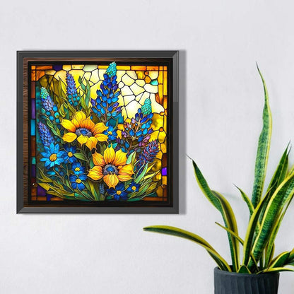 Sunflower Bushes Glass Painting - Full Square Drill Diamond Painting 35*35CM