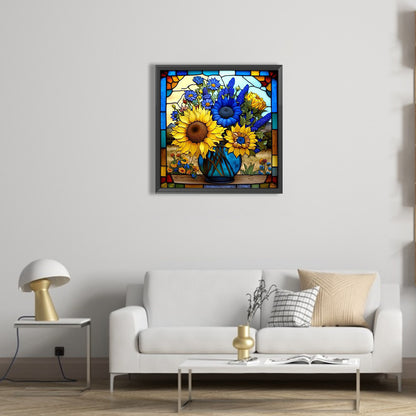 Sunflower Bushes Glass Painting - Full Square Drill Diamond Painting 35*35CM