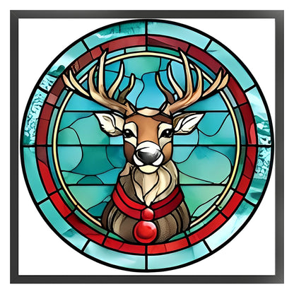 Glass Painting-Christmas Elk - 18CT Stamped Cross Stitch 20*20CM