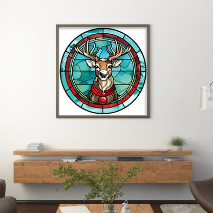 Glass Painting-Christmas Elk - 18CT Stamped Cross Stitch 20*20CM