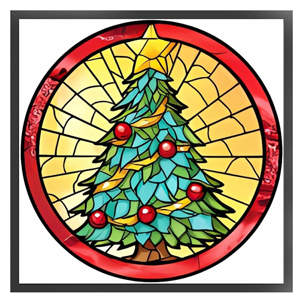 Glass Painting-Christmas Tree - 18CT Stamped Cross Stitch 20*20CM