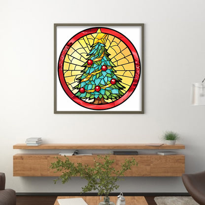 Glass Painting-Christmas Tree - 18CT Stamped Cross Stitch 20*20CM