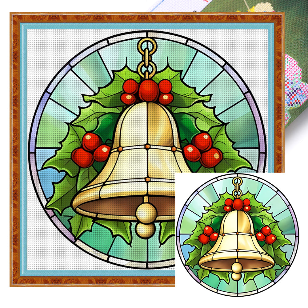 Glass Painting-Christmas Bells - 18CT Stamped Cross Stitch 20*20CM