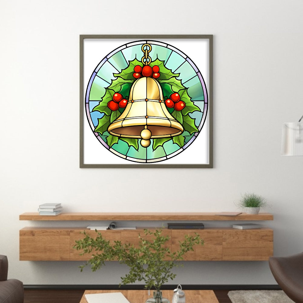 Glass Painting-Christmas Bells - 18CT Stamped Cross Stitch 20*20CM