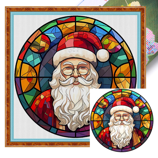 Glass Painting-Santa Claus - 18CT Stamped Cross Stitch 20*20CM