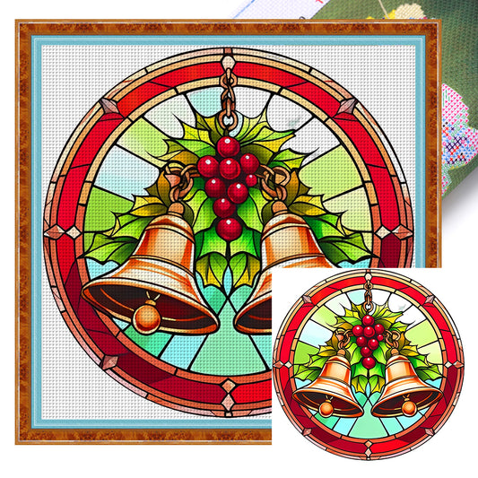 Glass Painting-Christmas Bells - 18CT Stamped Cross Stitch 20*20CM