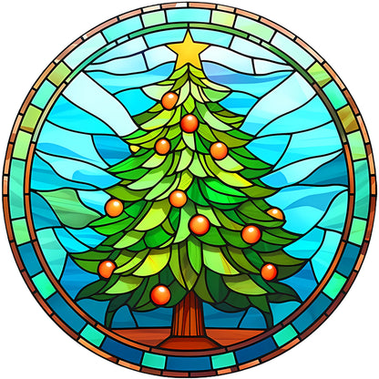 Glass Painting-Christmas Tree - 18CT Stamped Cross Stitch 20*20CM