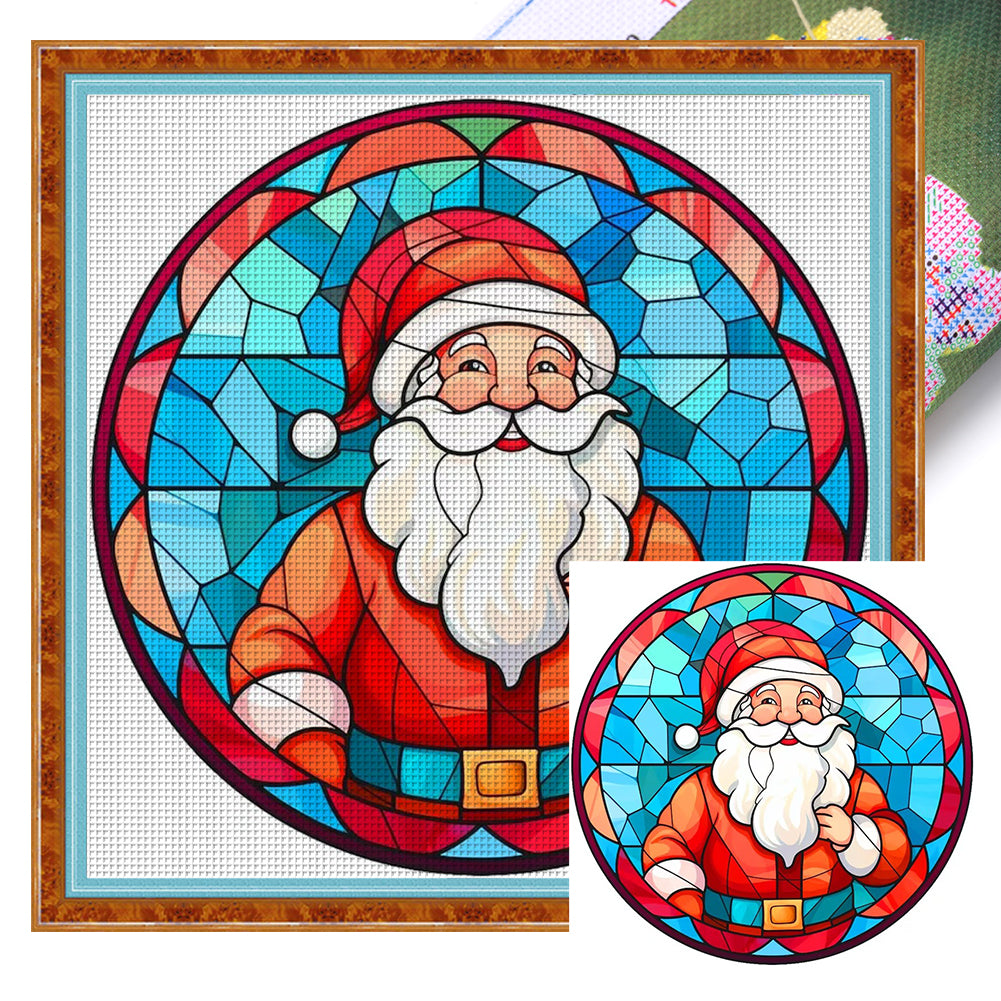 Glass Painting-Santa Claus - 18CT Stamped Cross Stitch 20*20CM