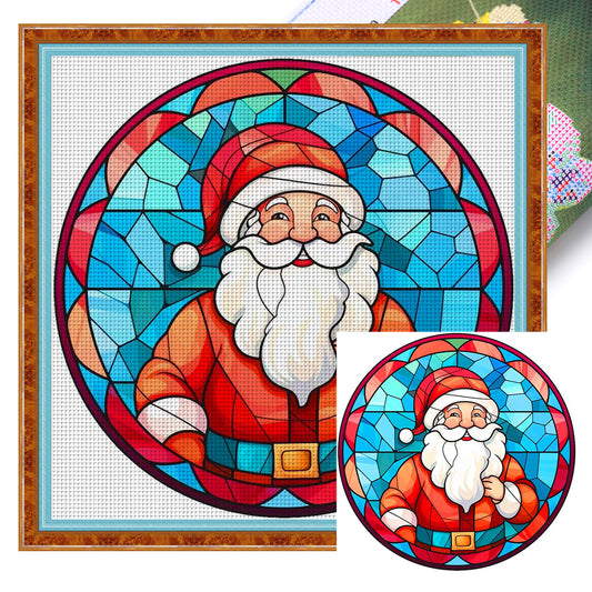 Glass Painting-Santa Claus - 18CT Stamped Cross Stitch 20*20CM