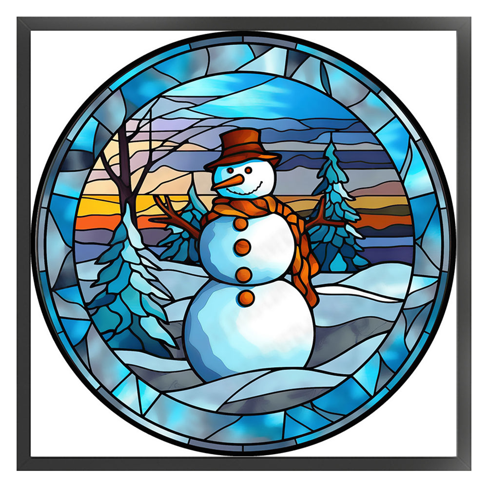 Glass Painting-Christmas Snowman - 18CT Counted Cross Stitch 20*20CM