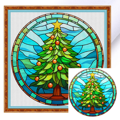 Glass Painting-Christmas Tree - 18CT Counted Cross Stitch 20*20CM