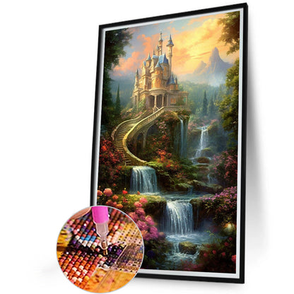 Castle In The Woods - Full Round Drill Diamond Painting 40*60CM