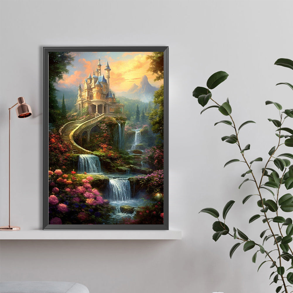 Castle In The Woods - Full Round Drill Diamond Painting 40*60CM