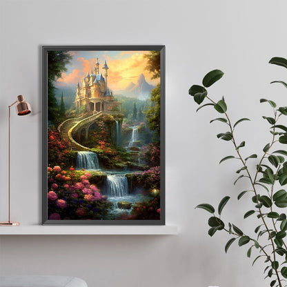 Castle In The Woods - Full Round Drill Diamond Painting 40*60CM