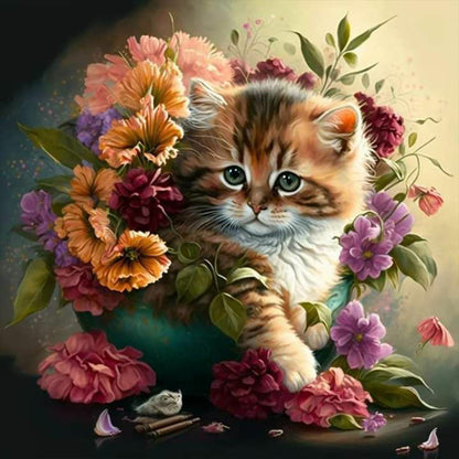 Hua Hua And Kitten - Full Round Drill Diamond Painting 30*30CM