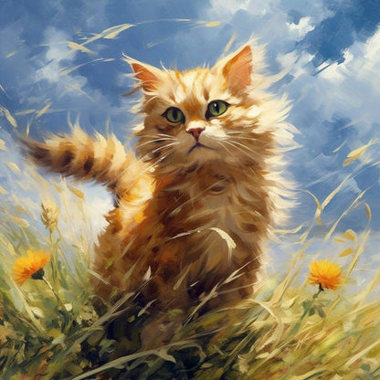Hua Hua And Kitten - Full Round Drill Diamond Painting 30*30CM