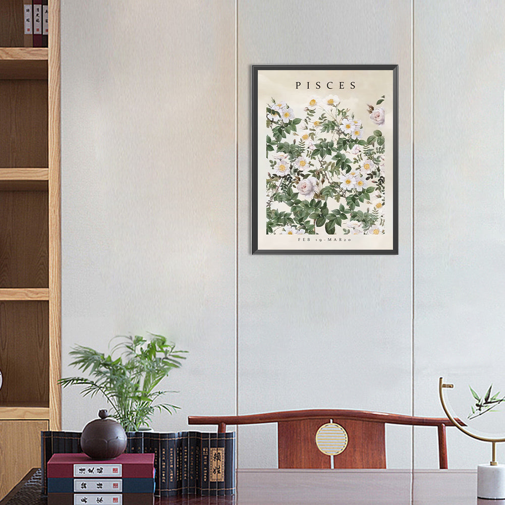 Pisces Flower - Full Round Drill Diamond Painting 30*40CM