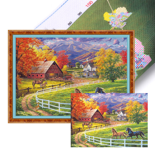 Racecourse Farmhouse - 11CT Stamped Cross Stitch 50*37CM