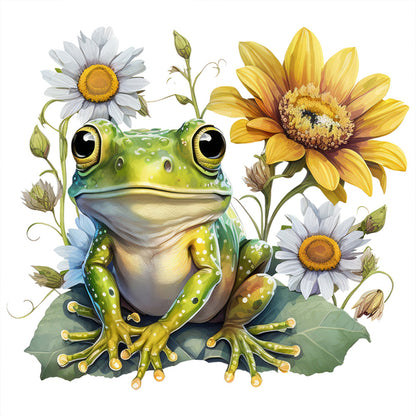 Flowers And Frogs - 18CT Stamped Cross Stitch 25*25CM