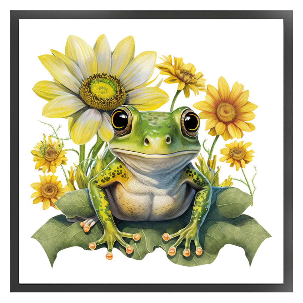 Flowers And Frogs - 18CT Stamped Cross Stitch 25*25CM