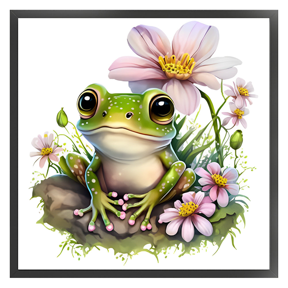 Flowers And Frogs - 18CT Stamped Cross Stitch 25*25CM