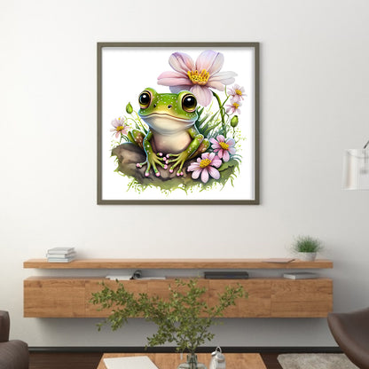 Flowers And Frogs - 18CT Stamped Cross Stitch 25*25CM