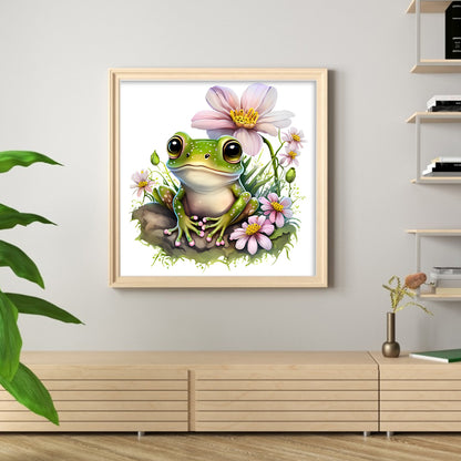 Flowers And Frogs - 18CT Stamped Cross Stitch 25*25CM