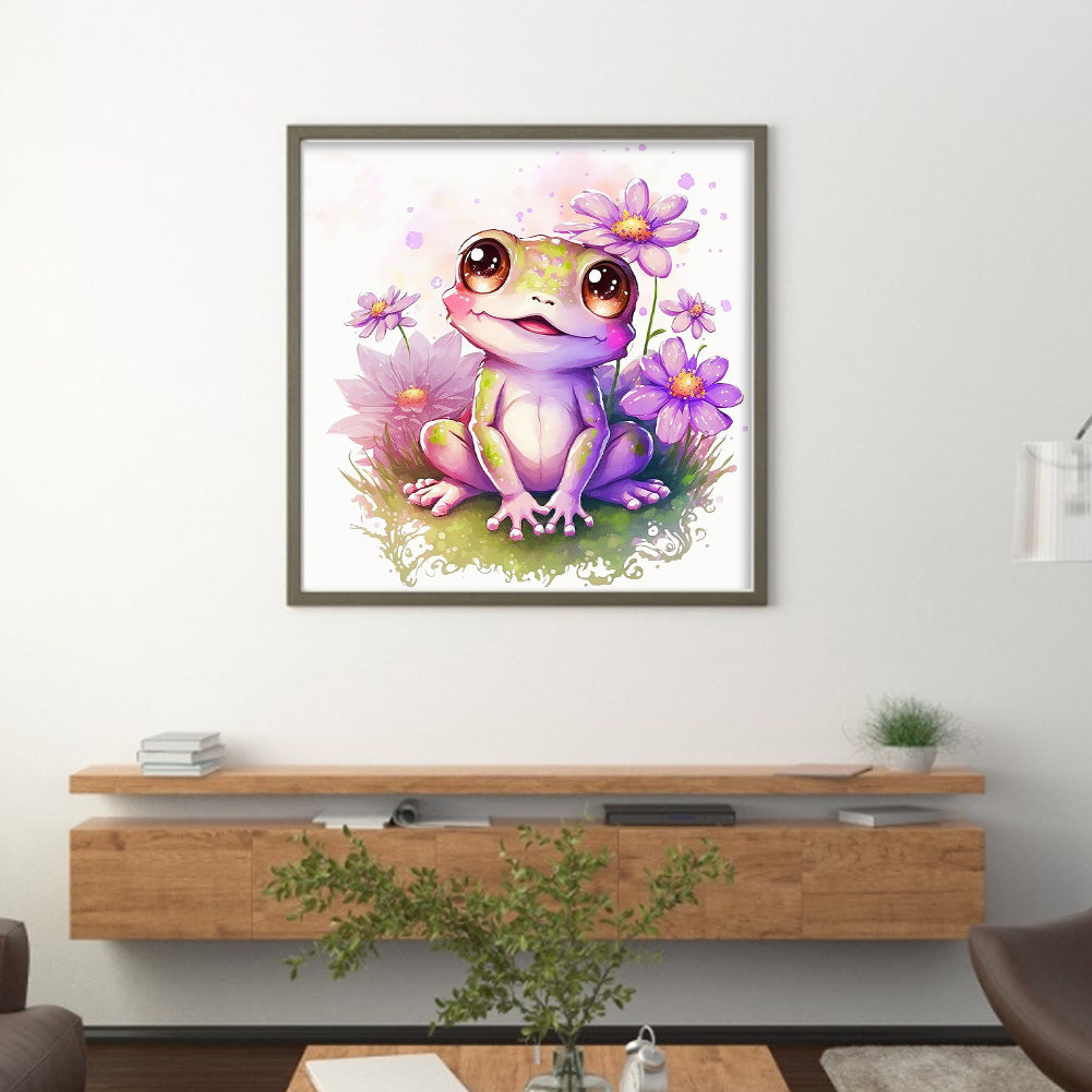 Flowers And Frogs - 18CT Stamped Cross Stitch 25*25CM