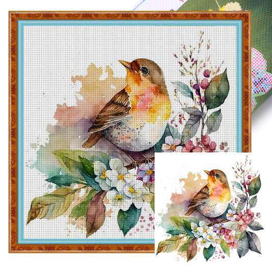 Flowers And Birds - 18CT Stamped Cross Stitch 20*20CM