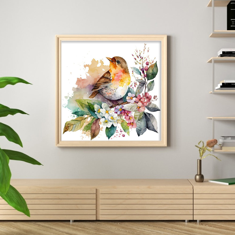 Flowers And Birds - 18CT Stamped Cross Stitch 20*20CM