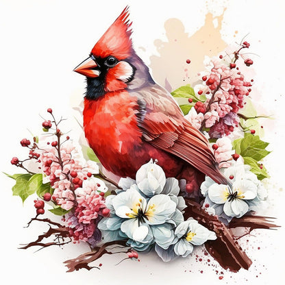 Flowers And Cardinals - 18CT Stamped Cross Stitch 20*20CM