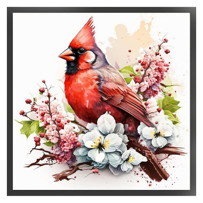 Flowers And Cardinals - 18CT Stamped Cross Stitch 20*20CM