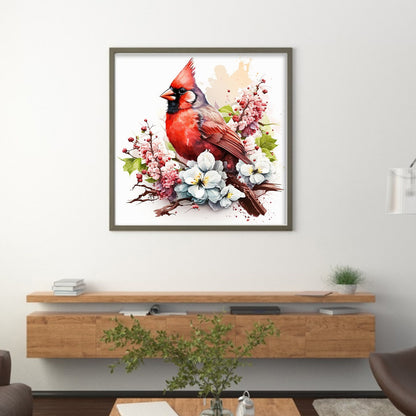 Flowers And Cardinals - 18CT Stamped Cross Stitch 20*20CM