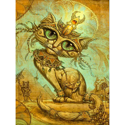 Egyptian Cat - Full Round Drill Diamond Painting 30*40CM