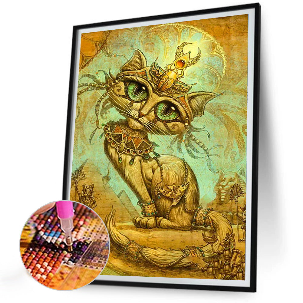 Egyptian Cat - Full Round Drill Diamond Painting 30*40CM