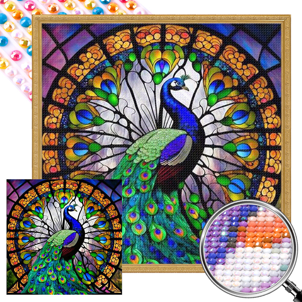 Peacock - Full AB Round Drill Diamond Painting 40*40CM