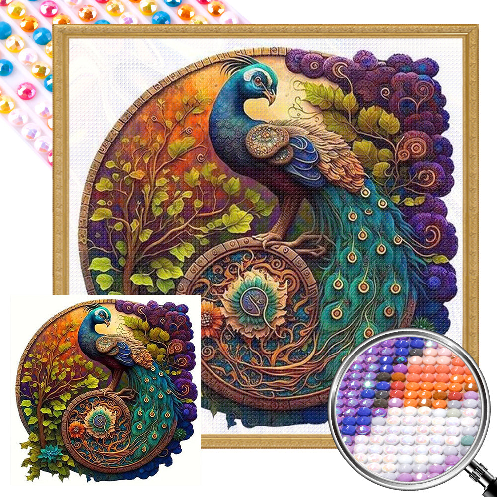 Peacock - Full AB Round Drill Diamond Painting 40*40CM