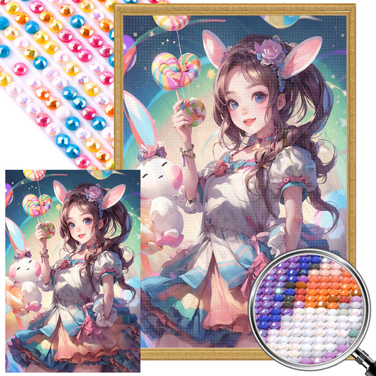 Lollipop Bunny Girl - Full AB Round Drill Diamond Painting 40*60CM