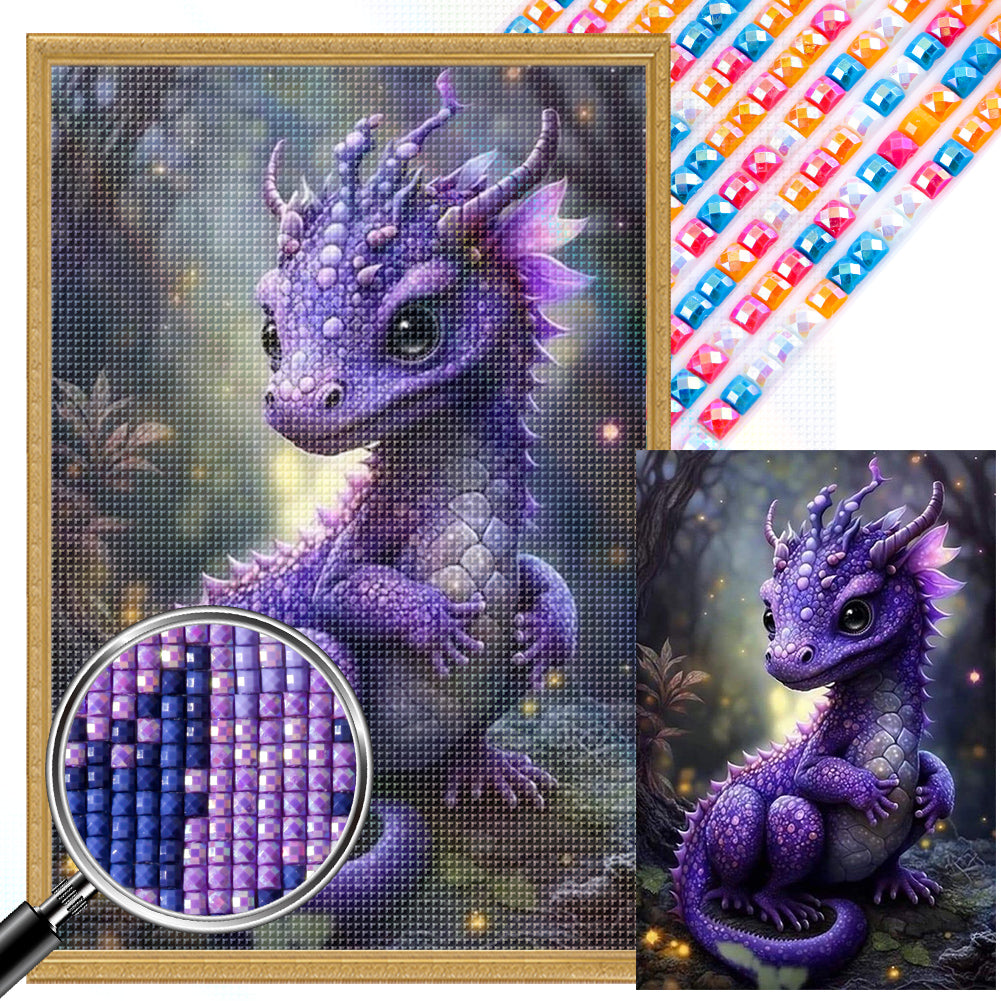 Purple Dragon - Full AB Round Drill Diamond Painting 40*60CM