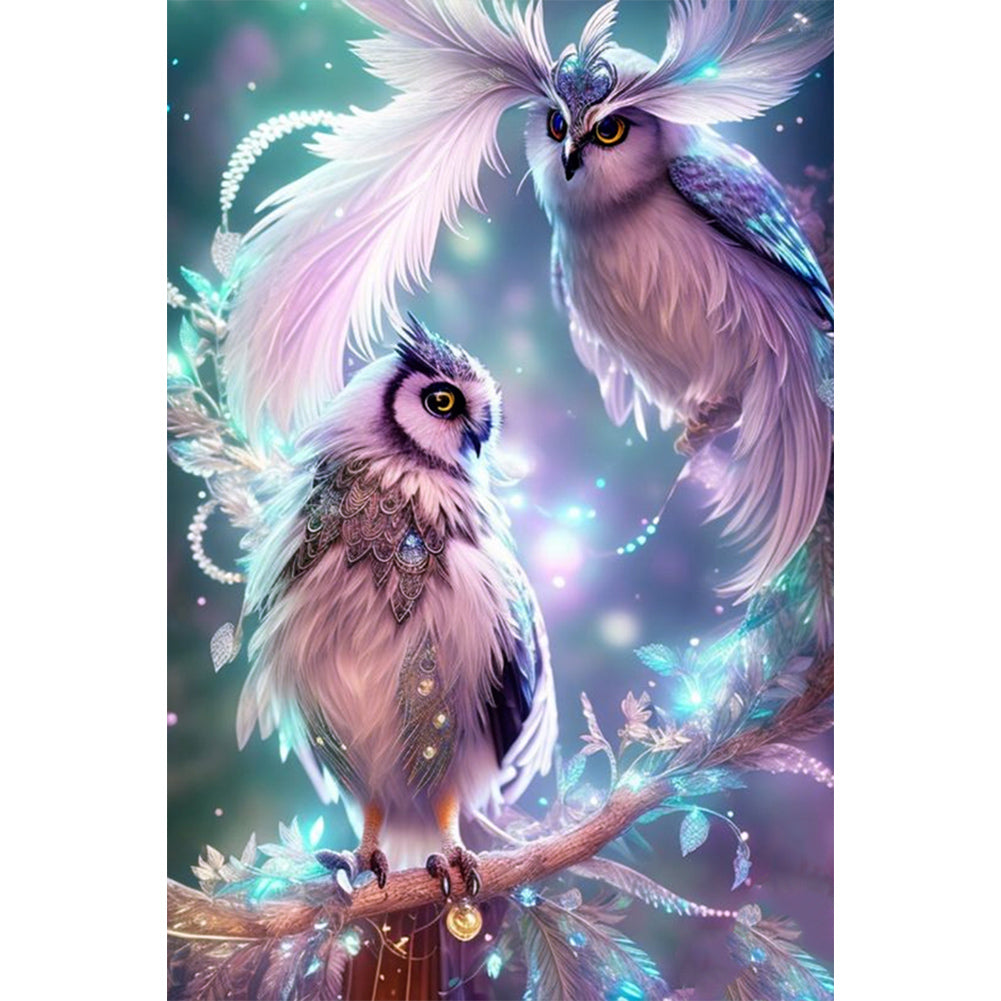 Long-Browed Owl - Full AB Round Drill Diamond Painting 40*60CM