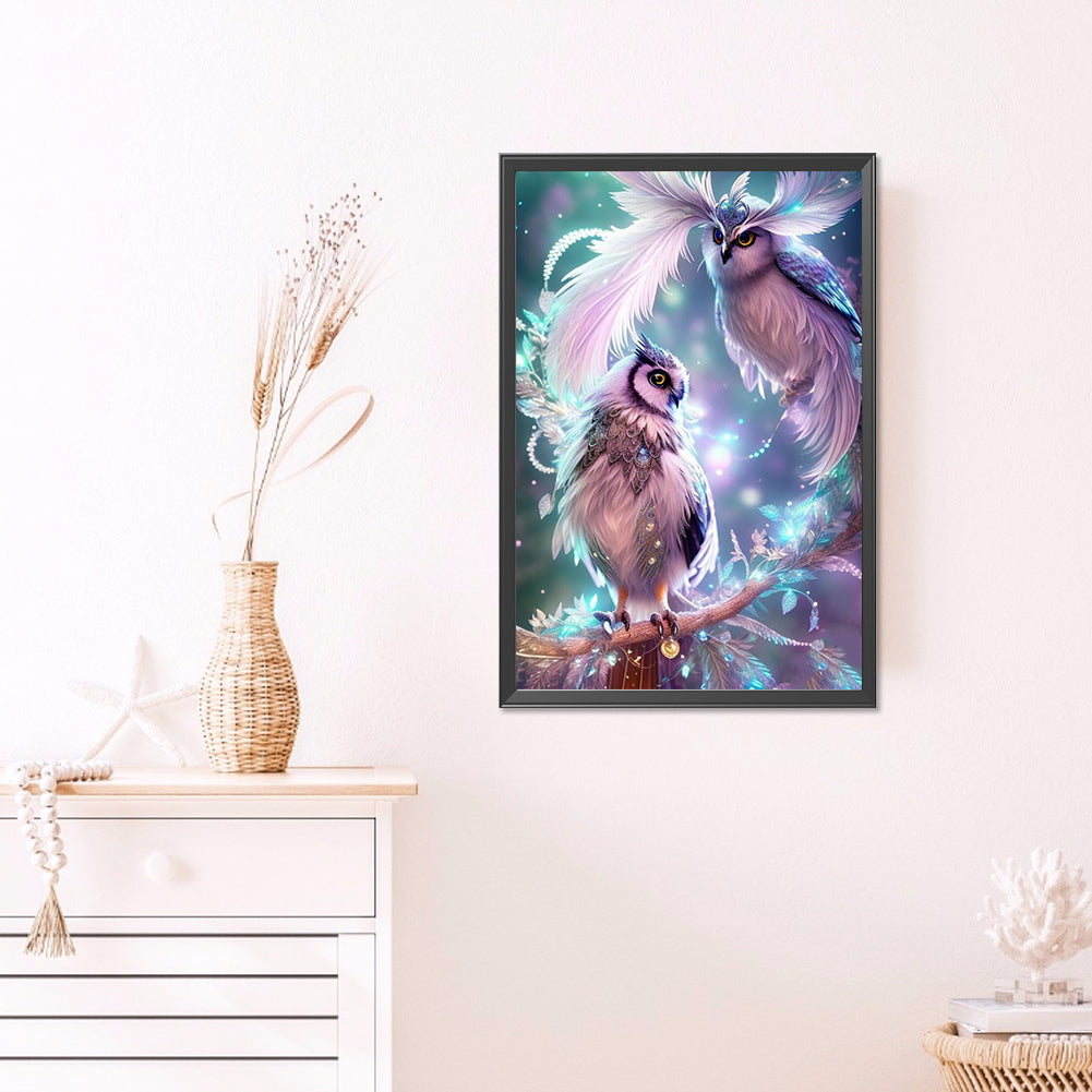 Long-Browed Owl - Full AB Round Drill Diamond Painting 40*60CM